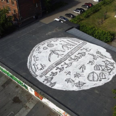 30 Июня 2020. Появилось изображение БУБЕН на крыше здания с граффити Тайны Шории. Ул. Кутузова 16а