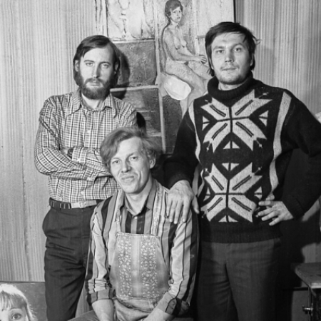 Слева направо Трофимов А. Г., Воробьев В. Е., Соколаев В. А., 1980