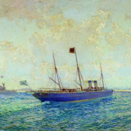 Н. Гриценко. Вход яхты Полярная звезда в Шербур. 1896 год
